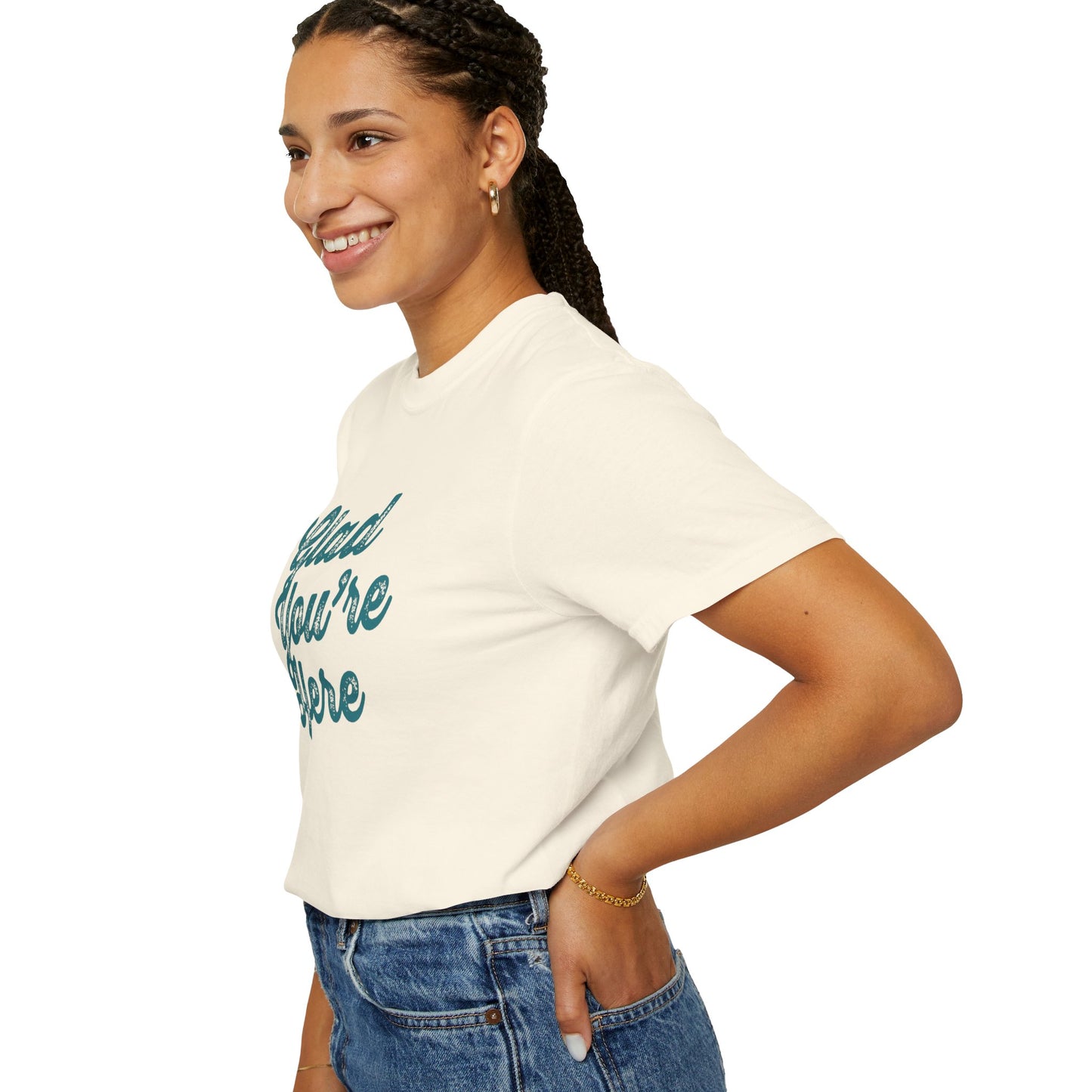 Glad You're Here (Tan/Teal)