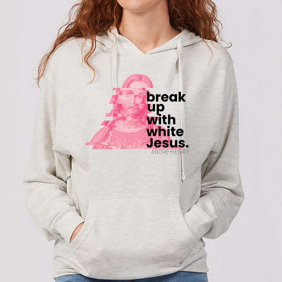 Break Up With White Jesus Pull Over Hoodie (Cream)