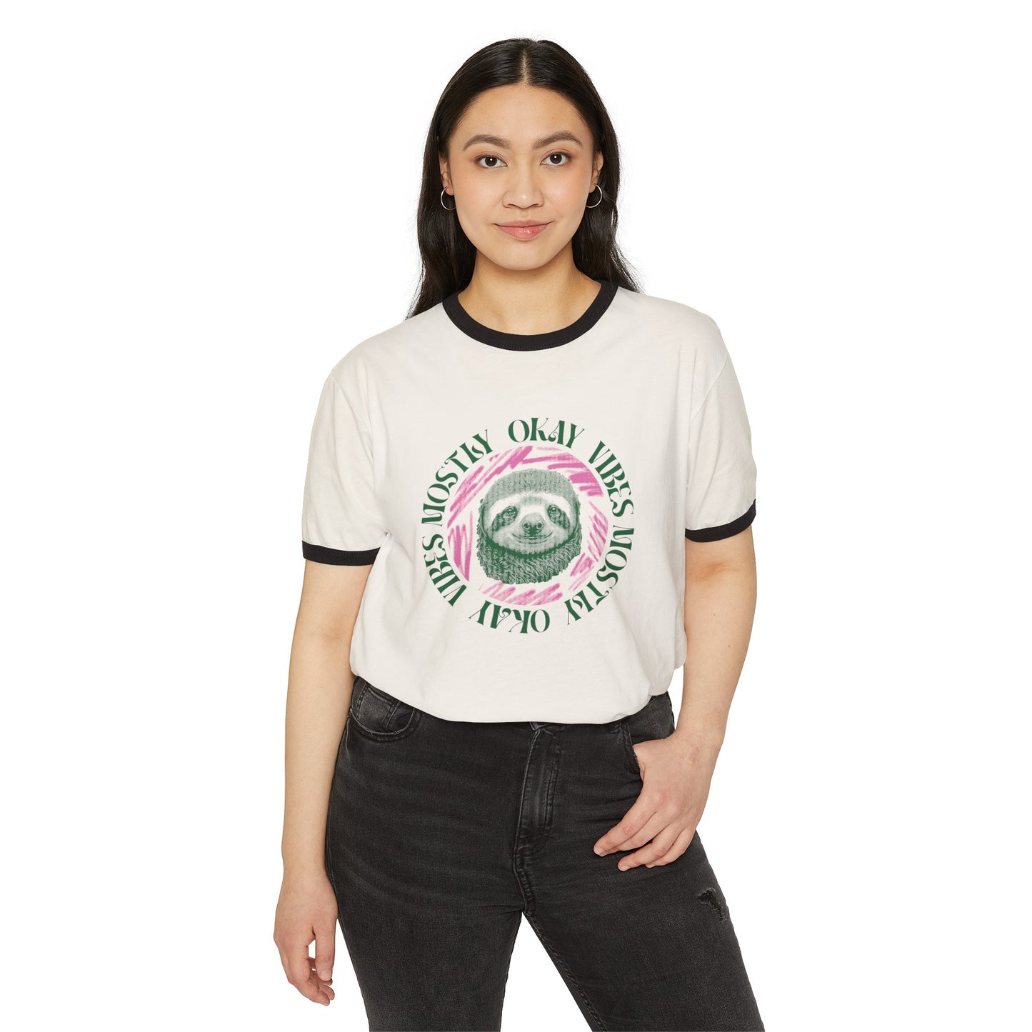 Mostly Okay Vibes Ringer Tee