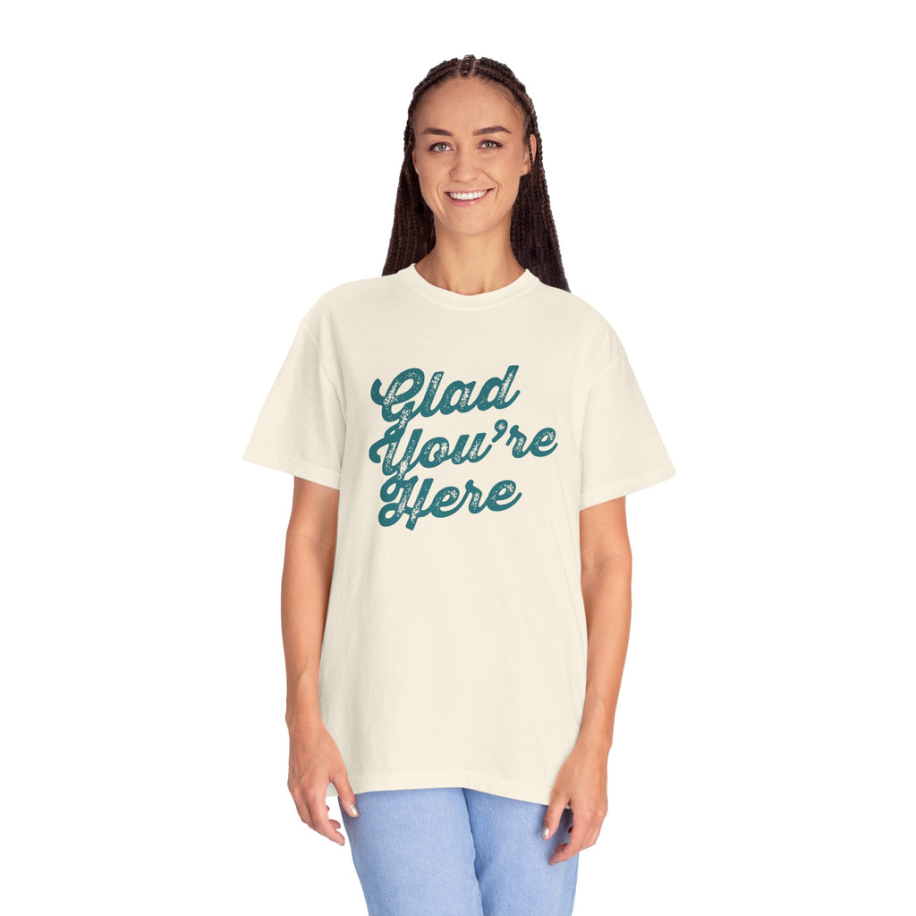 Glad You're Here (Tan/Teal)