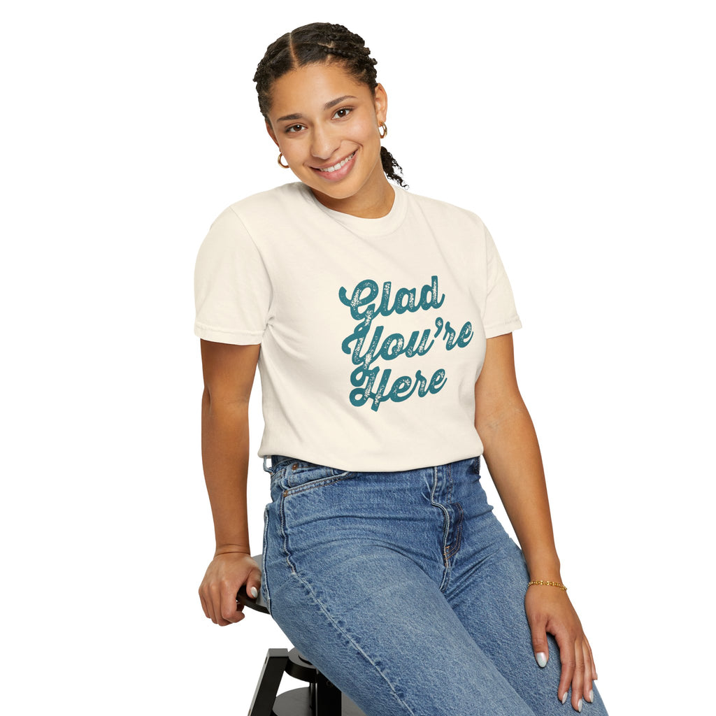 Glad You're Here (Tan/Teal)